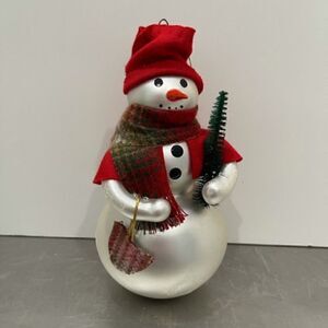 Mistletoe Magic Snowman Christmas Ornament Santa's Best Hand Blown Glass